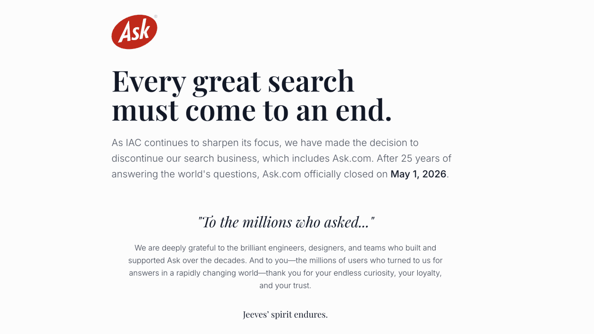 Ask.com Shuts Down After 30 Years