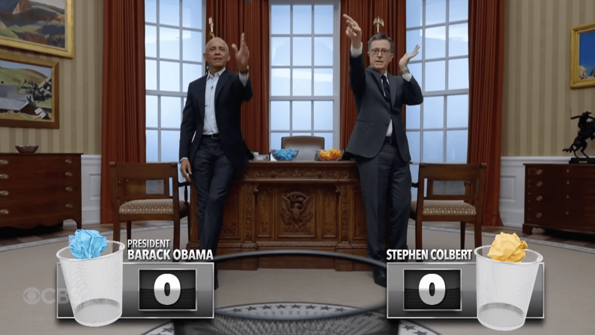 Colbert Challenges Obama To Wastepaper Rematch